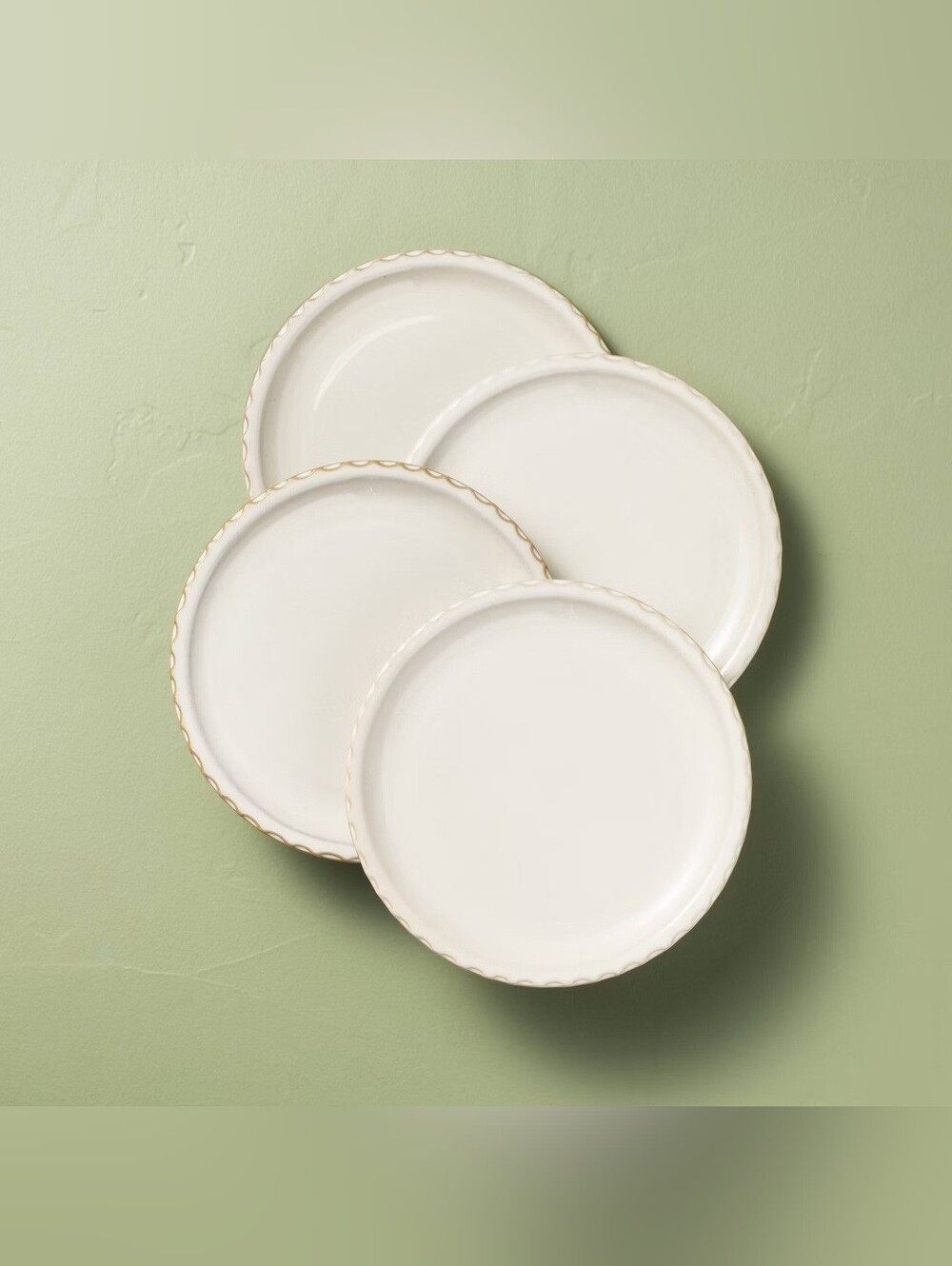 Hearth & Hand With Magnolia Set of 4 10.5" Pinched Edge Dinner Plates Sour Cream